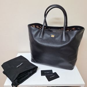 Dolce & Gabbana Large Black Leather Tote Bag